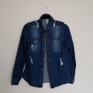 Distressed Denim button up shirt